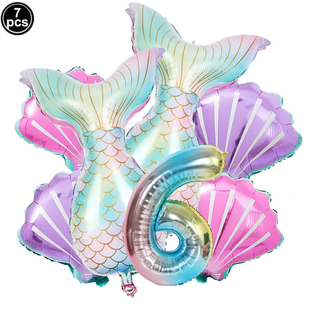 7 Pcs Mermaid Birthday Decorations
