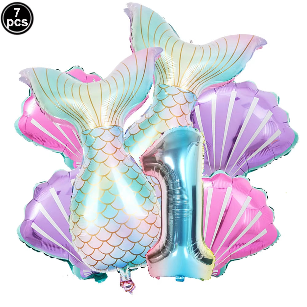 7 Pcs Mermaid Birthday Decorations