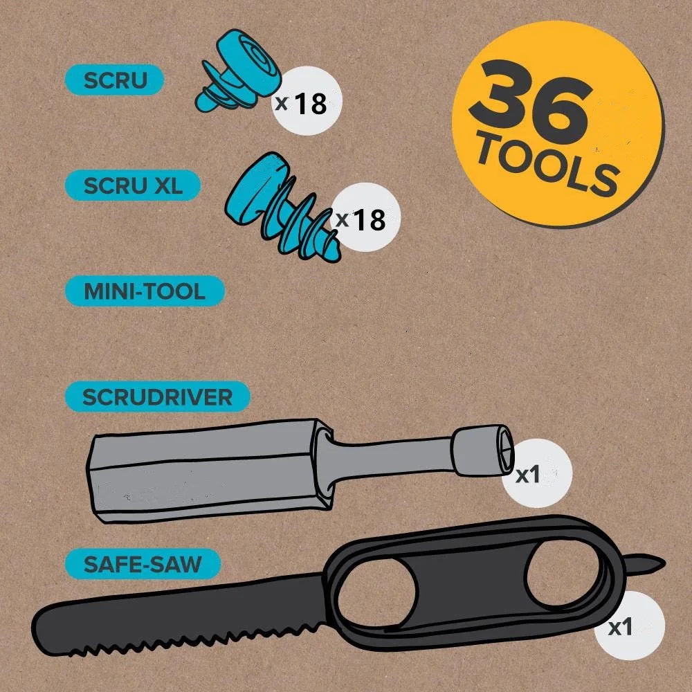 36PC Cardboard Construction Toolset