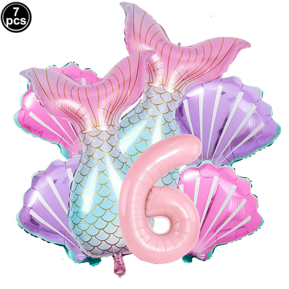 7 Pcs Mermaid Birthday Decorations