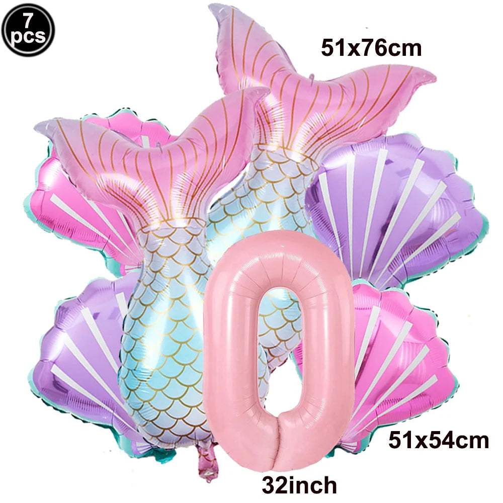 7 Pcs Mermaid Birthday Decorations