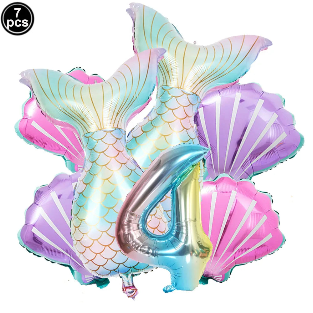 7 Pcs Mermaid Birthday Decorations