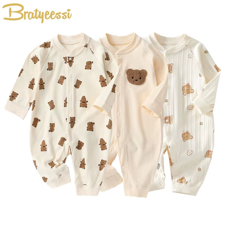 Ribbed Cotton Jumpsuit with Textured Bear - Yellow