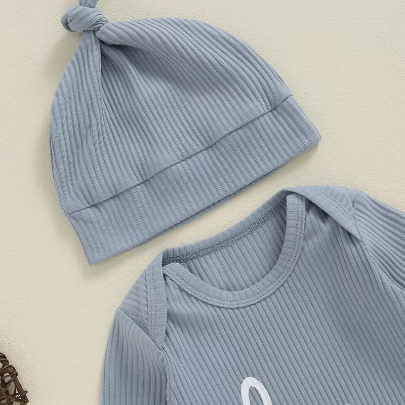 New Here Romper & Hat Set - Blue
