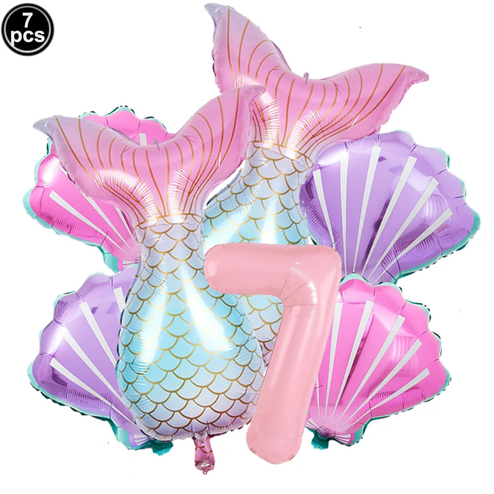 7 Pcs Mermaid Birthday Decorations