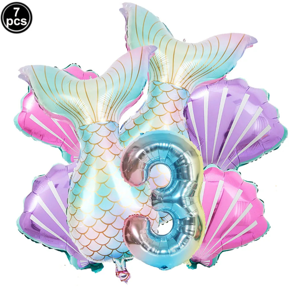 7 Pcs Mermaid Birthday Decorations
