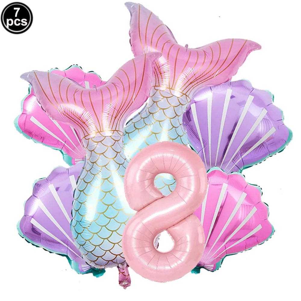 7 Pcs Mermaid Birthday Decorations