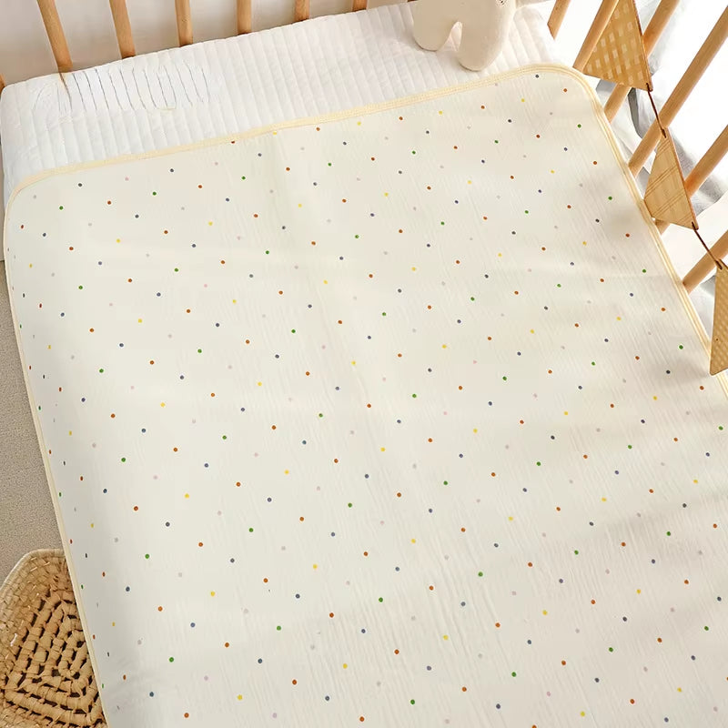Printed Waterproof Cot Sheet - Dots