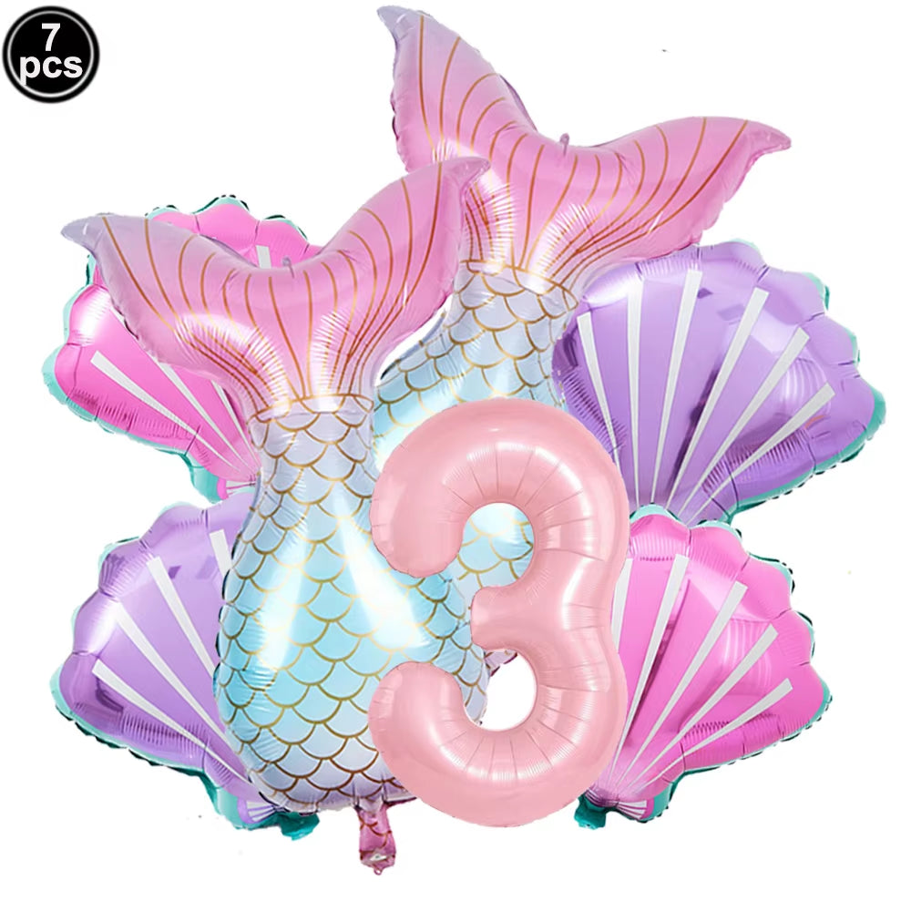 7 Pcs Mermaid Birthday Decorations