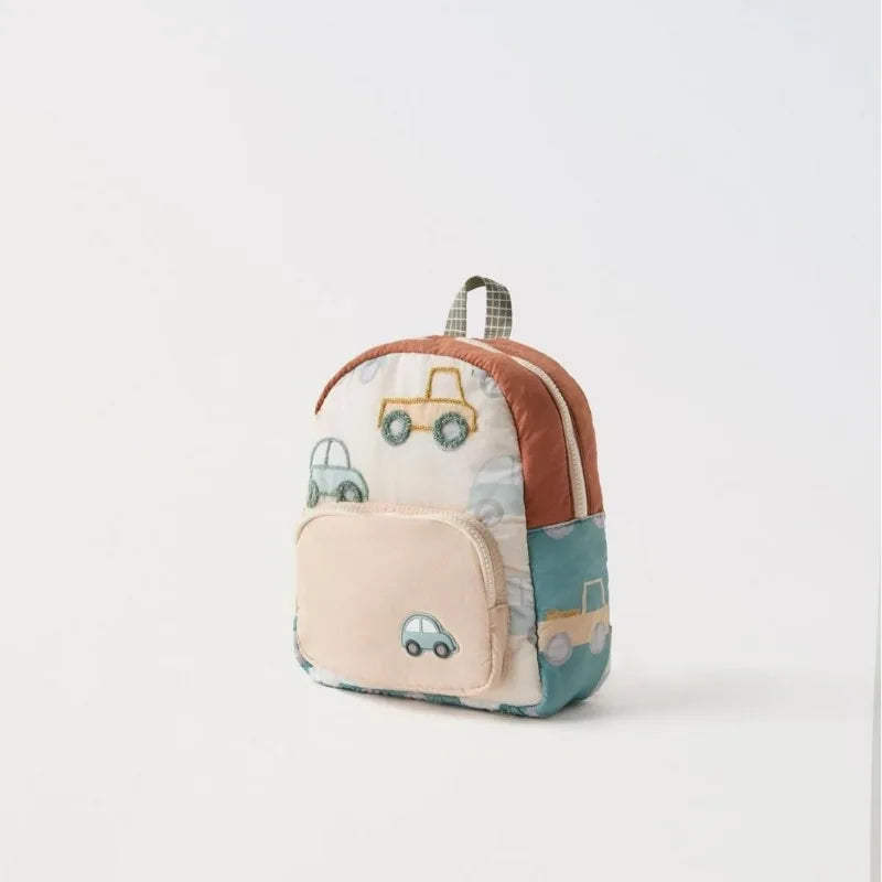 New Cute and Fashionable Car Embroidery Children'S Multifunctional Backpack Kindergarten Boys and Girls Lightweight Backpack