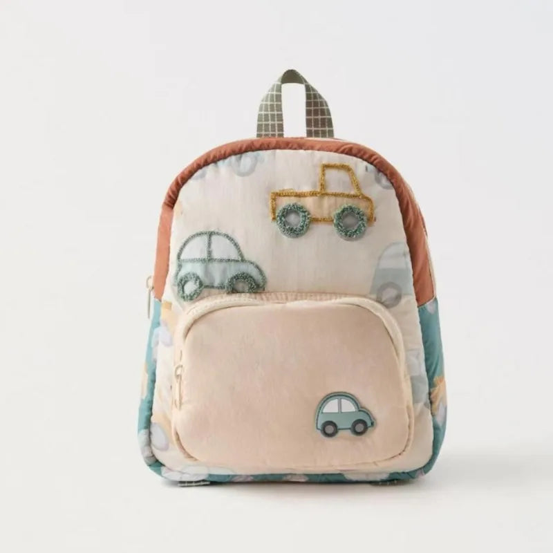 New Cute and Fashionable Car Embroidery Children'S Multifunctional Backpack Kindergarten Boys and Girls Lightweight Backpack