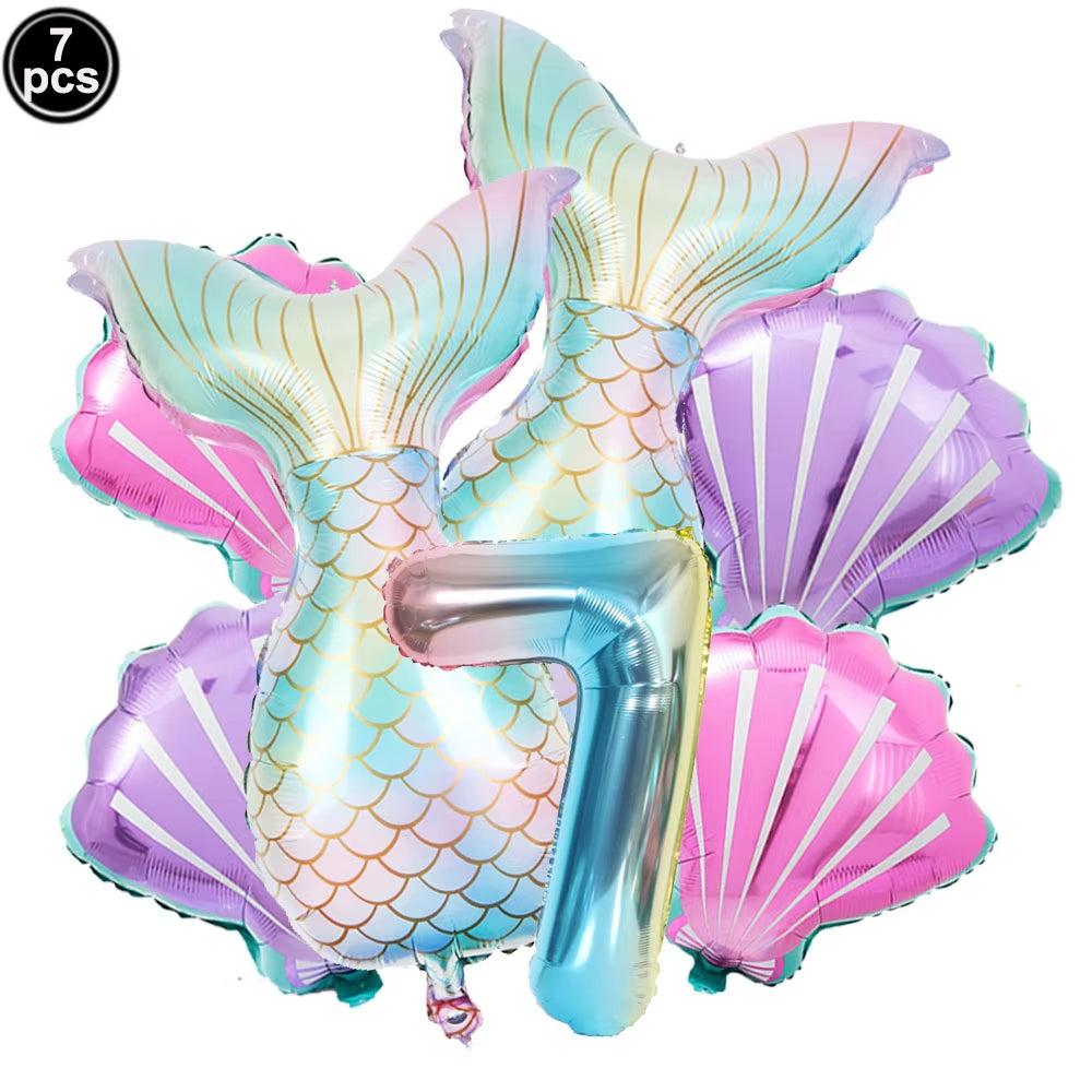 7 Pcs Mermaid Birthday Decorations