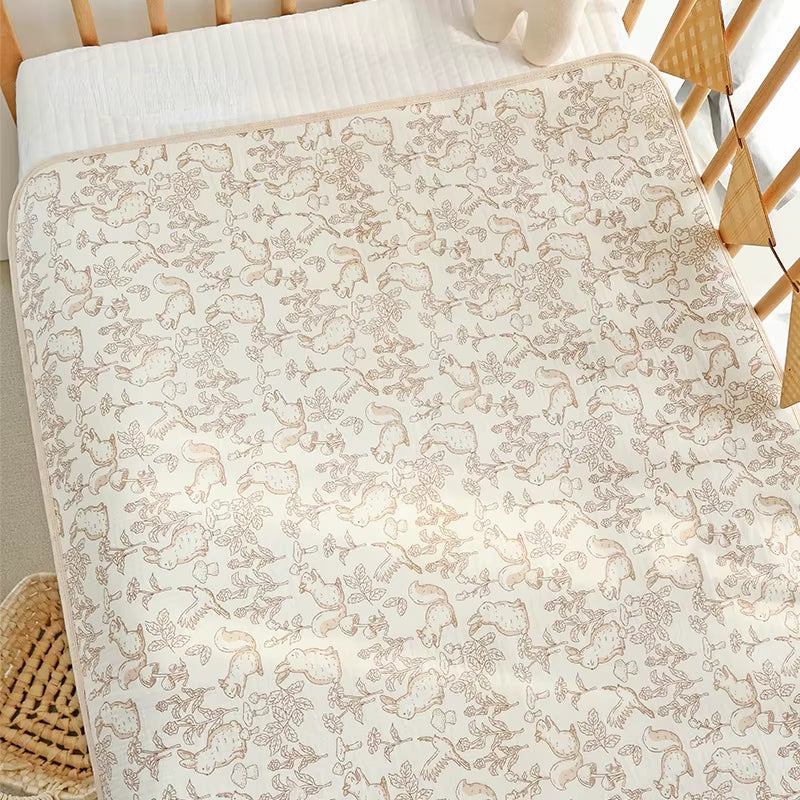 Printed Waterproof Cot Sheet - Forest
