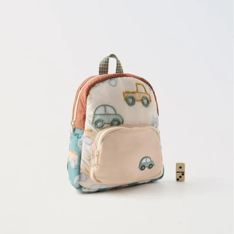 New Cute and Fashionable Car Embroidery Children'S Multifunctional Backpack Kindergarten Boys and Girls Lightweight Backpack