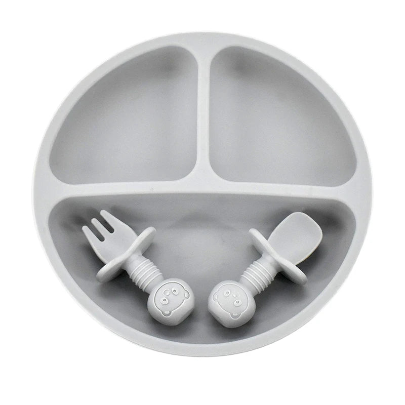 1 or 3PCS Suction Plate and First Utensils Set