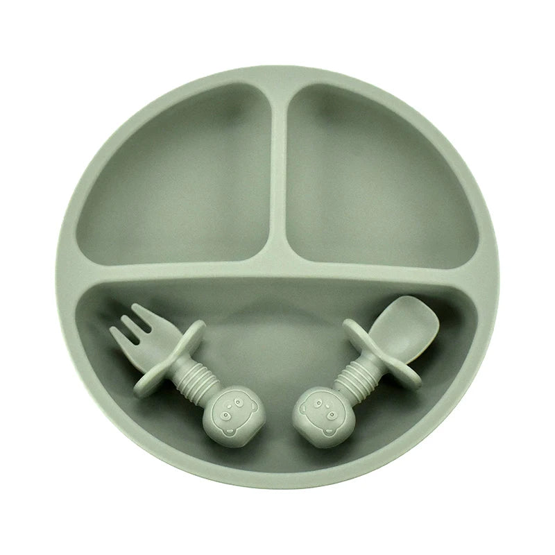 1 or 3PCS Suction Plate and First Utensils Set