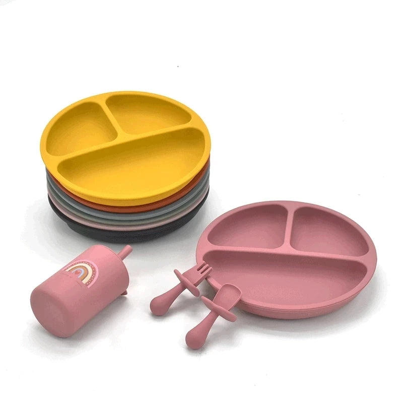1 or 3PCS Suction Plate and First Utensils Set