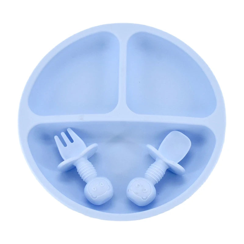 1 or 3PCS Suction Plate and First Utensils Set