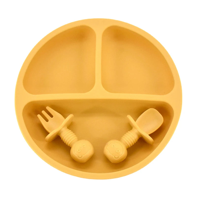 1 or 3PCS Suction Plate and First Utensils Set