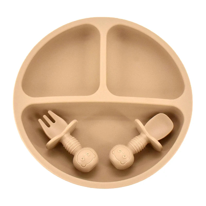 1 or 3PCS Suction Plate and First Utensils Set