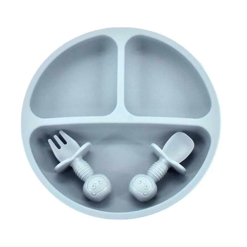 1 or 3PCS Suction Plate and First Utensils Set