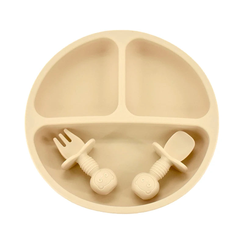 1 or 3PCS Suction Plate and First Utensils Set