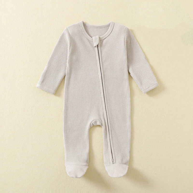 Organic Waffle Cotton Zip Up Sleepsuit