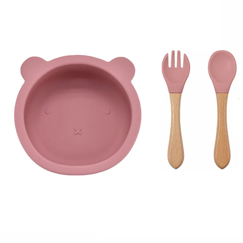 2 or 3Pcs - Suction Plate and First Utensils Set