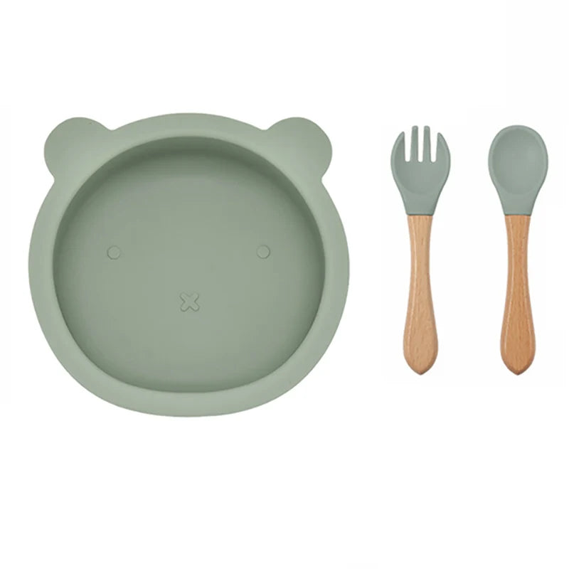 2 or 3Pcs - Suction Plate and First Utensils Set