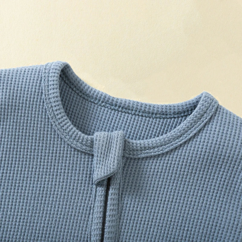 Organic Waffle Cotton Zip Up Sleepsuit