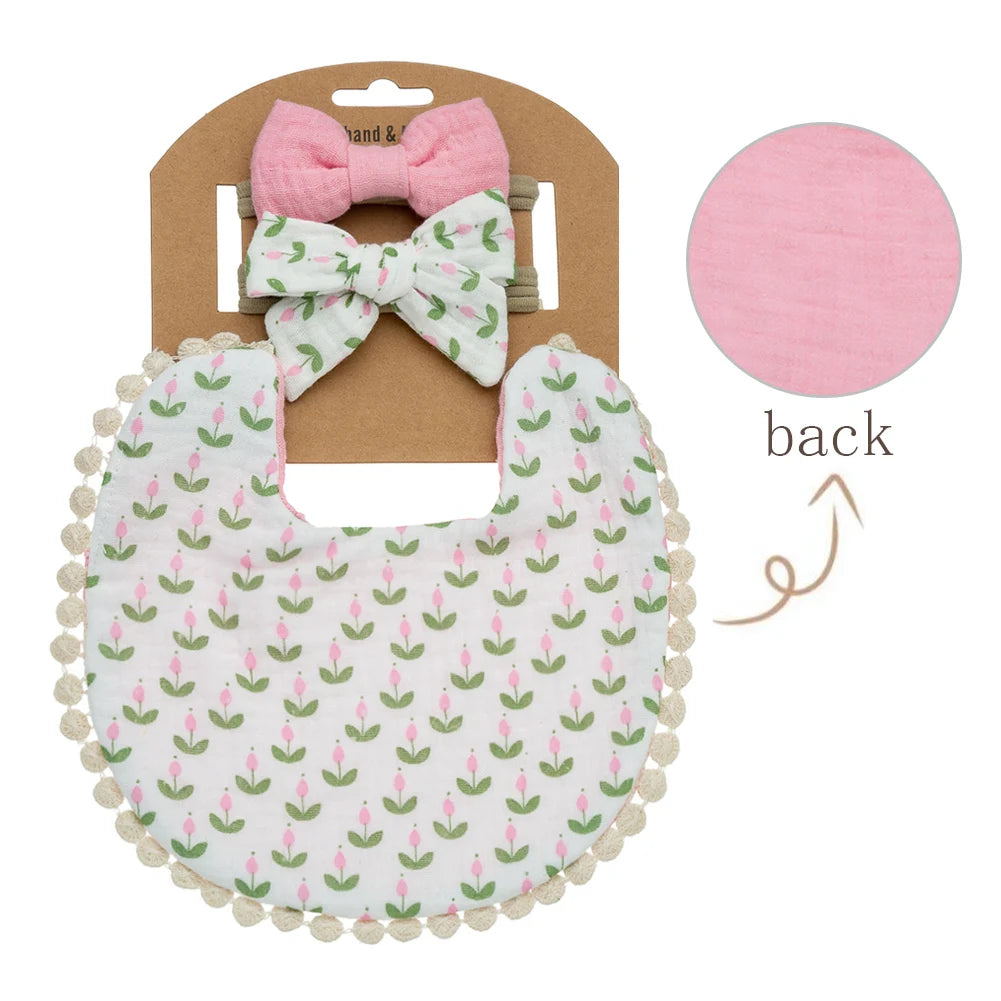 3Pcs Bib and Headbands Set