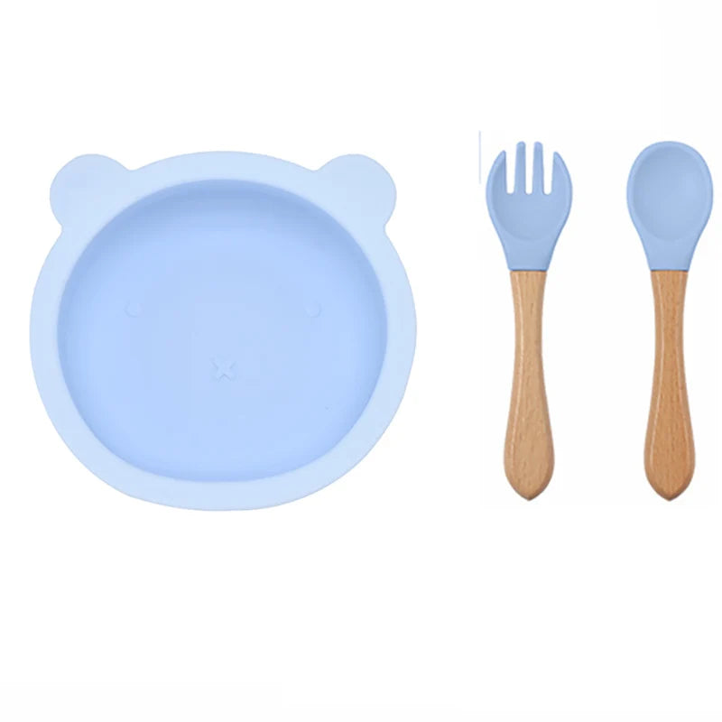 2 or 3Pcs - Suction Plate and First Utensils Set