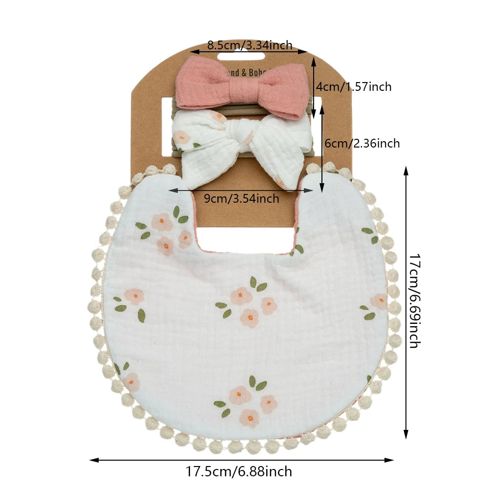 3Pcs Bib and Headbands Set