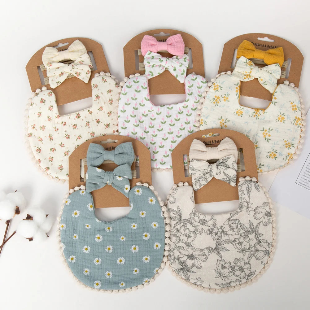 3Pcs Bib and Headbands Set