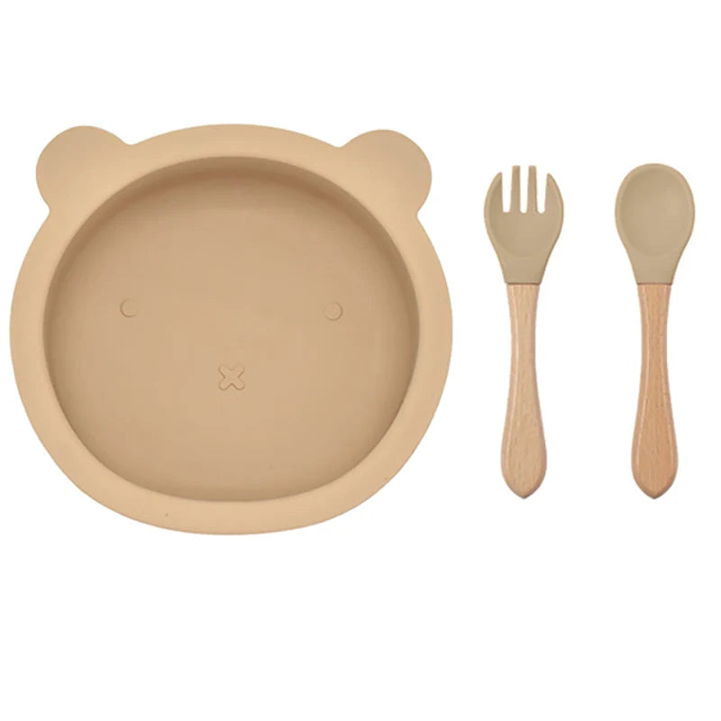 2 or 3Pcs - Suction Plate and First Utensils Set