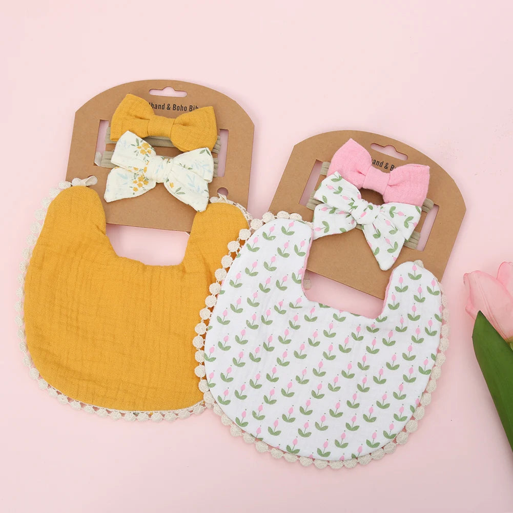 3Pcs Bib and Headbands Set