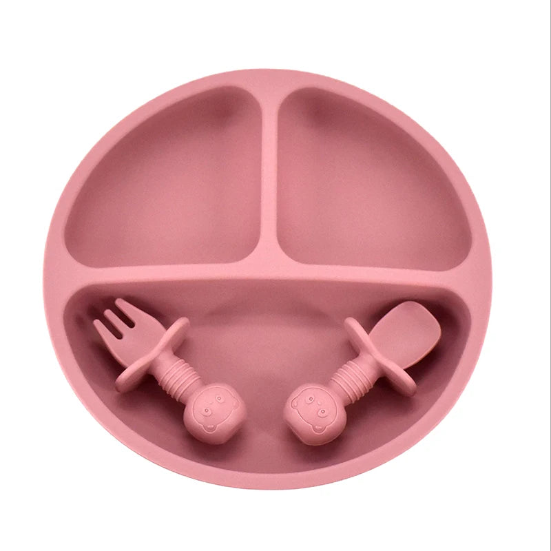 1 or 3PCS Suction Plate and First Utensils Set