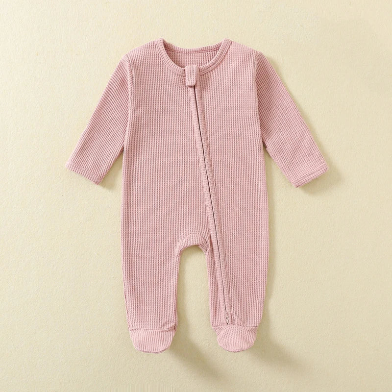 Organic Waffle Cotton Zip Up Sleepsuit