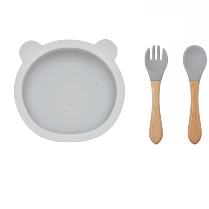 2 or 3Pcs - Suction Plate and First Utensils Set