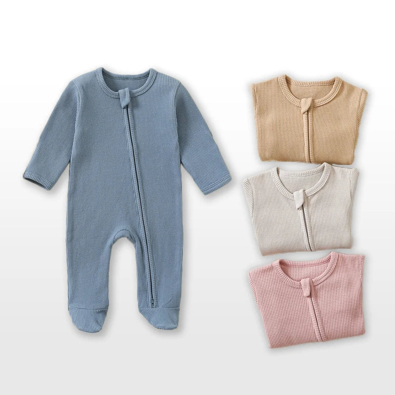 Organic Waffle Cotton Zip Up Sleepsuit