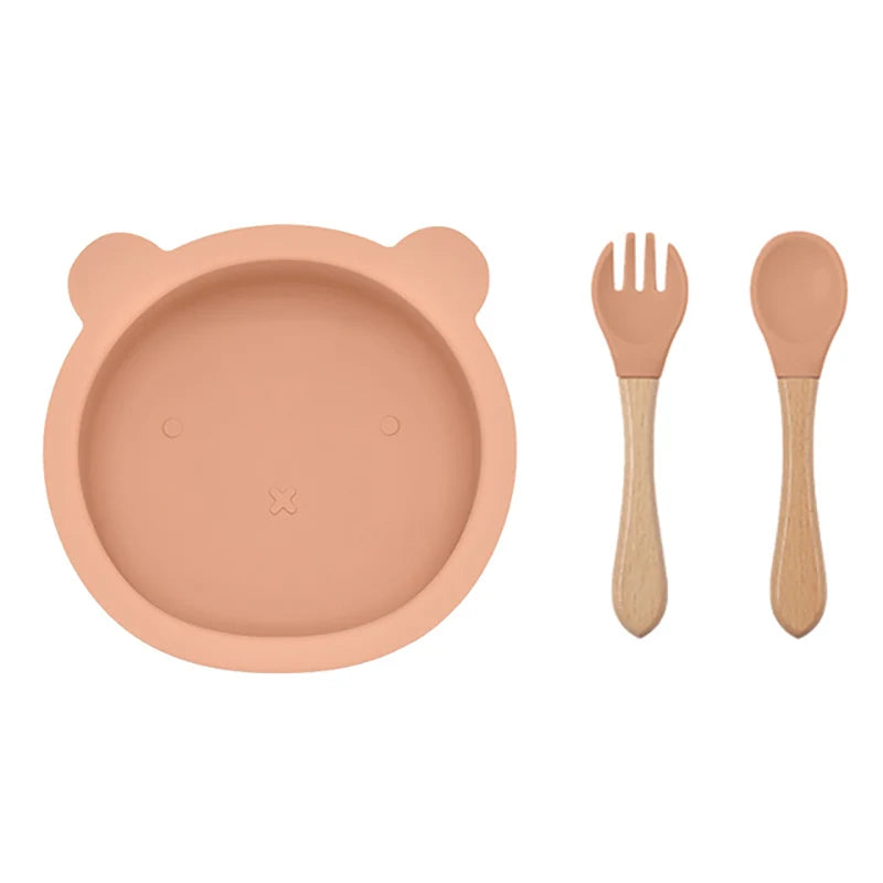 2 or 3Pcs - Suction Plate and First Utensils Set