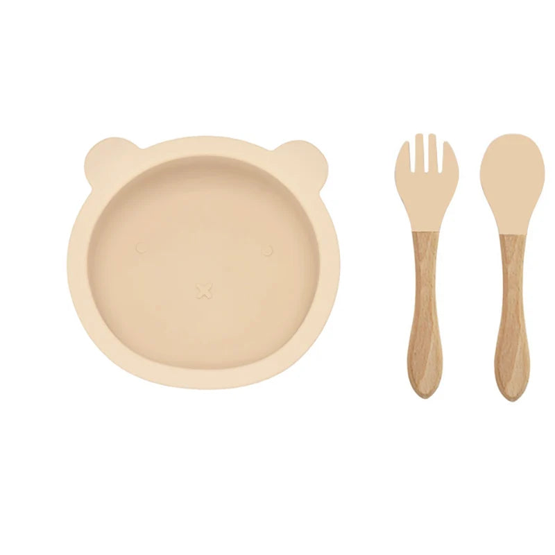 2 or 3Pcs - Suction Plate and First Utensils Set