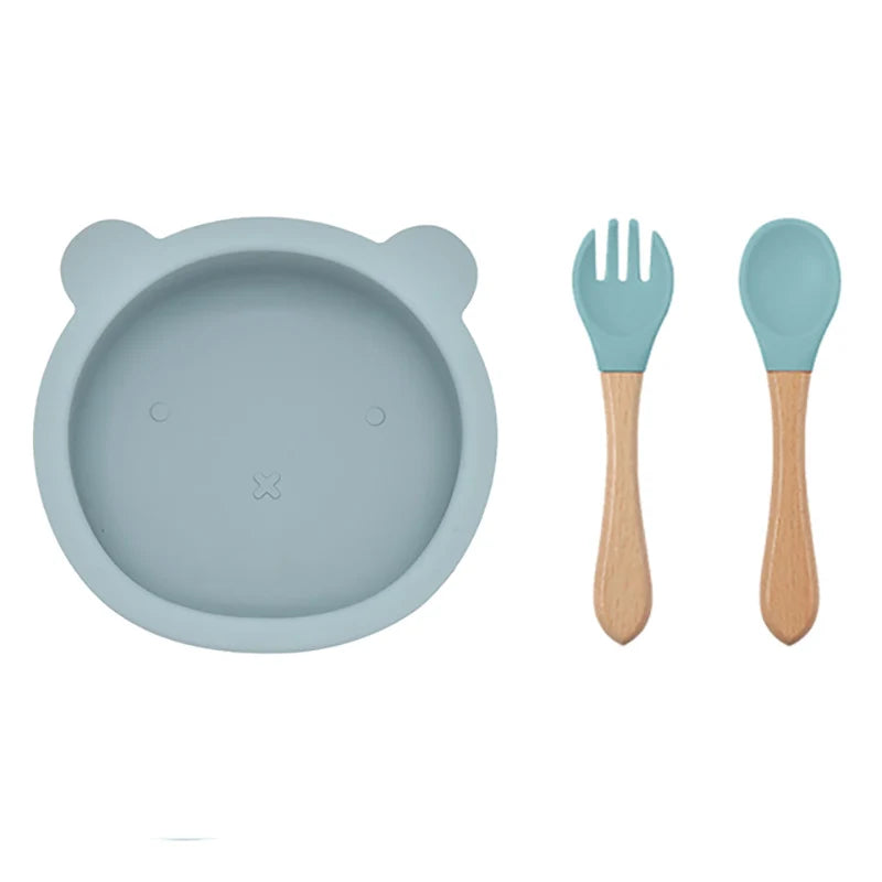 2 or 3Pcs - Suction Plate and First Utensils Set