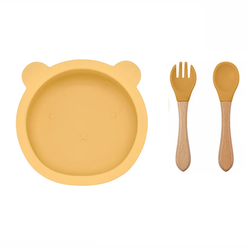 2 or 3Pcs - Suction Plate and First Utensils Set