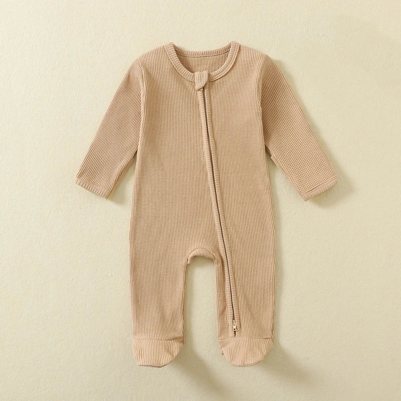 Organic Waffle Cotton Zip Up Sleepsuit