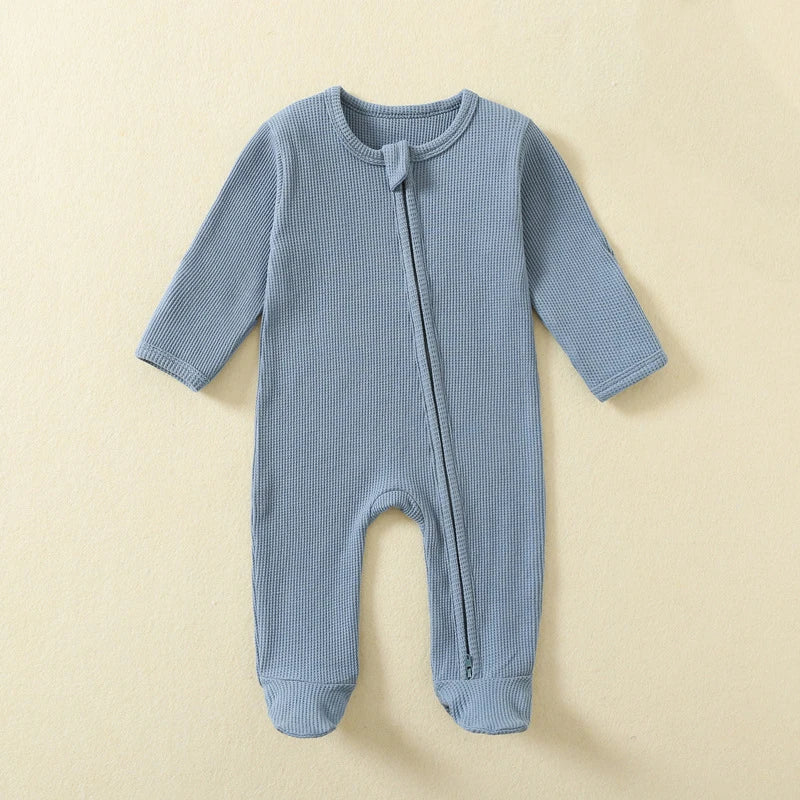 Organic Waffle Cotton Zip Up Sleepsuit