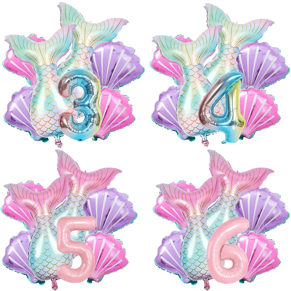 7 Pcs Mermaid Birthday Decorations