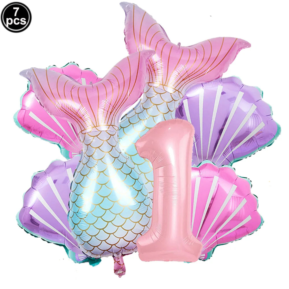 7 Pcs Mermaid Birthday Decorations