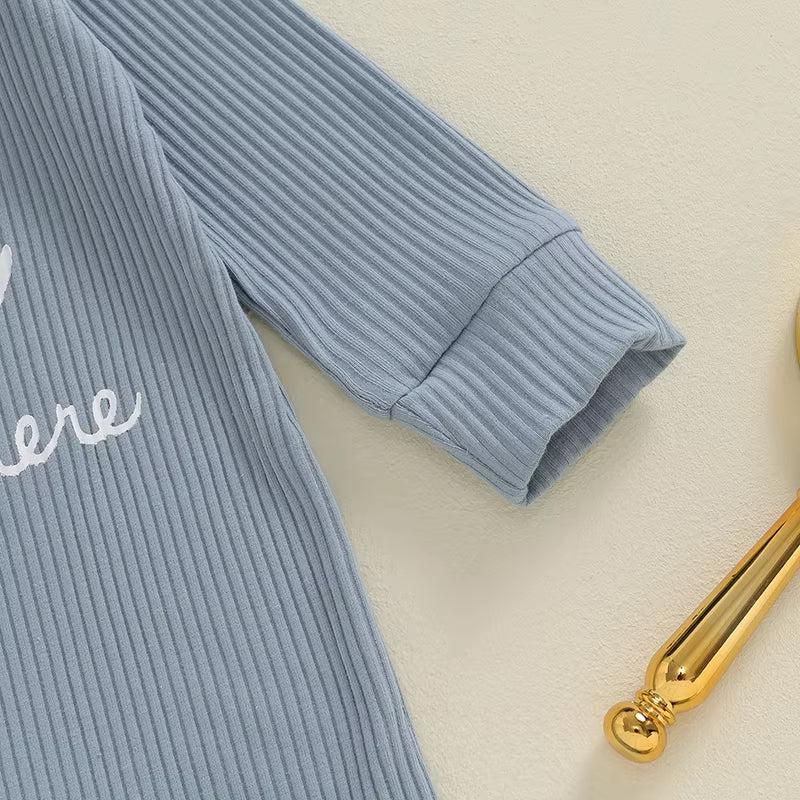 New Here Romper & Hat Set - Blue