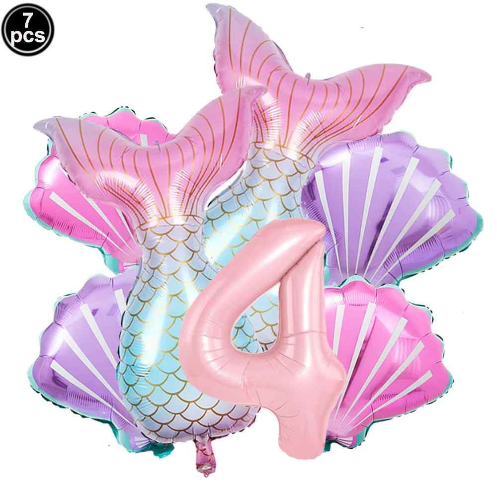 7 Pcs Mermaid Birthday Decorations